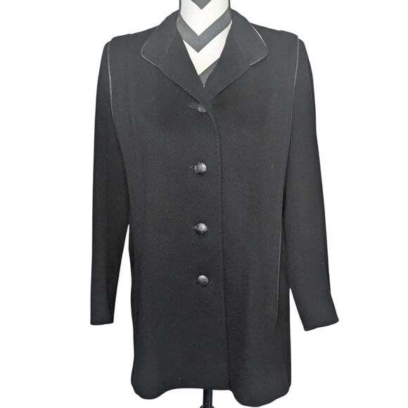 Vintage Pavilion Petite 100% Wool Black Overcoat Small Made in USA - Picture 1 of 7